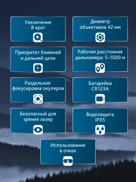 Бинокль с дальномером Levenhuk Guard 1500, изображение 14